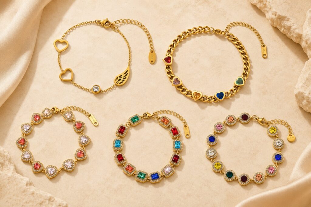 Stainless steel bracelet style and color options