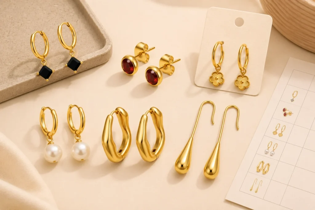 Stainless steel earrings assortment guide for wholesale buyers