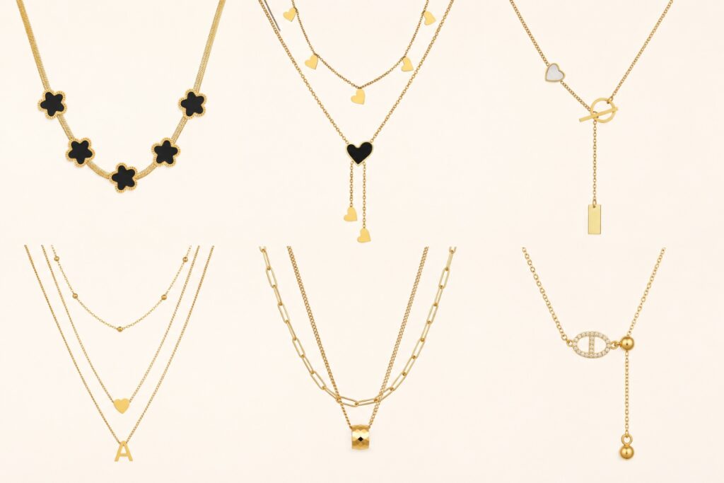 Stainless steel necklace assortment guide for wholesale buyers