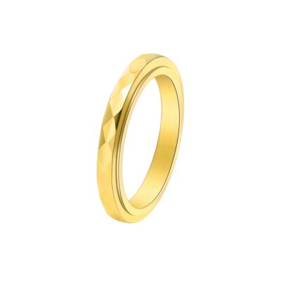 Faceted Spinner Ring with gold-tone rotating outer band and polished inner band