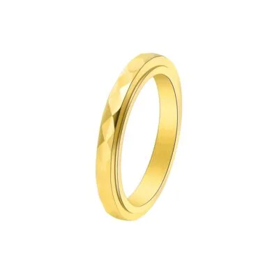 Faceted Spinner Ring with gold-tone rotating outer band and polished inner band