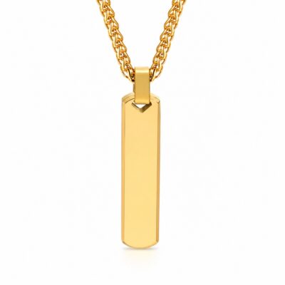 Engravable bar pendant necklace in gold, silver, black and blue colors