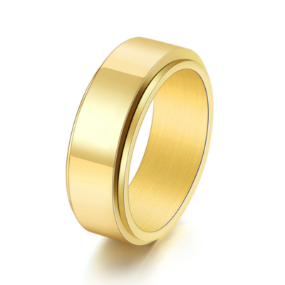 Gold and silver engravable spinner band rings in 304 stainless steel