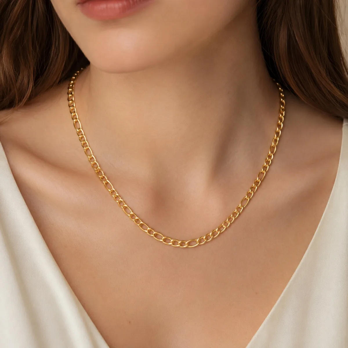 Figaro chain necklace available in gold and silver colors