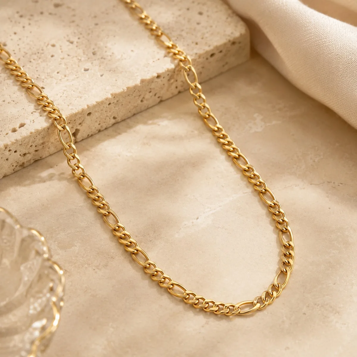 Figaro chain necklace available in gold and silver colors