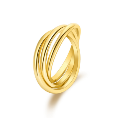 Crossover Band Ring with polished gold-tone multi-line design