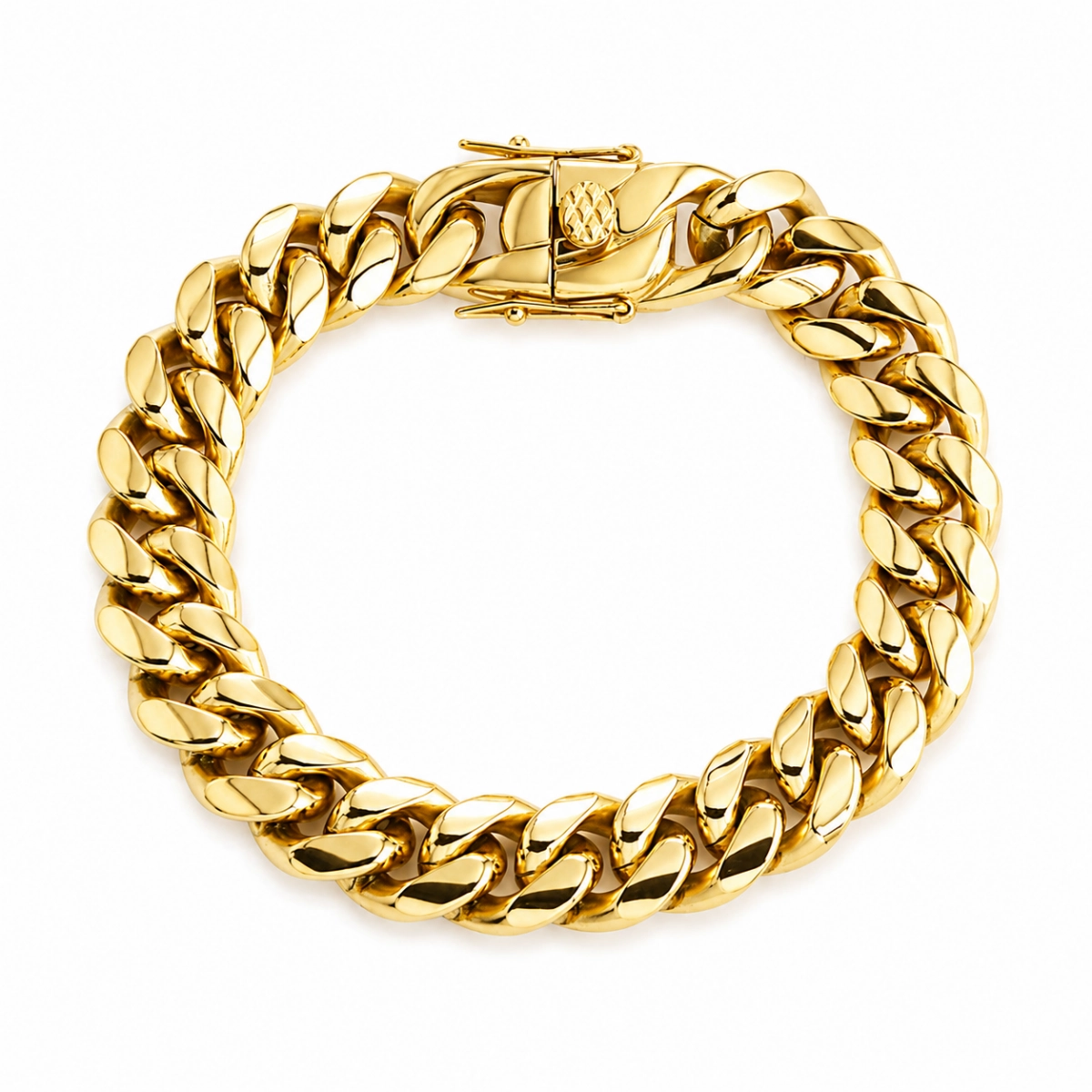 Cuban Chain Bracelet with polished gold-tone chunky link design