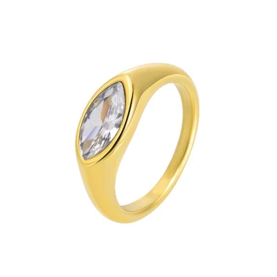 Marquise Crystal Dome Ring with gold-tone band and clear marquise stone
