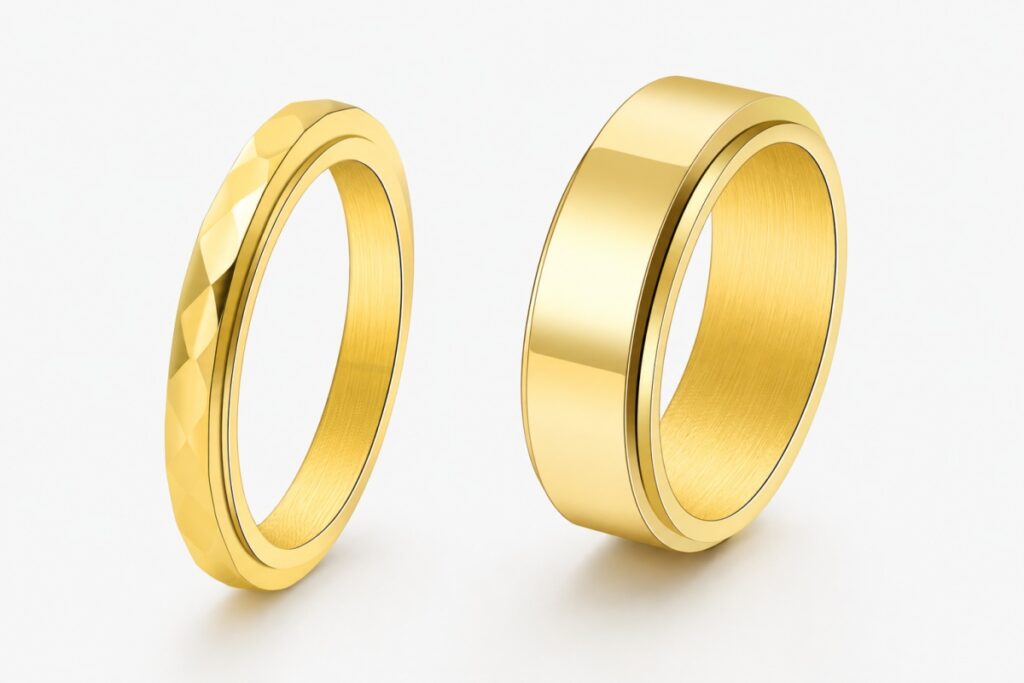 Wholesale spinner rings buying guide featuring faceted and engravable rotating rings