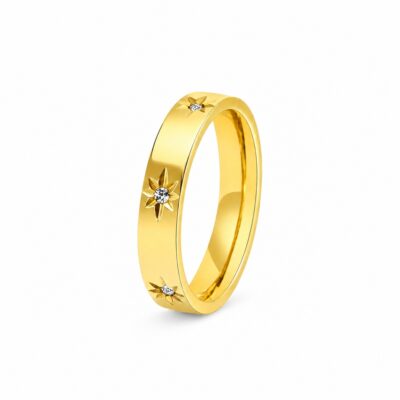 Star Crystal Band Ring with gold-tone finish and small crystal star details