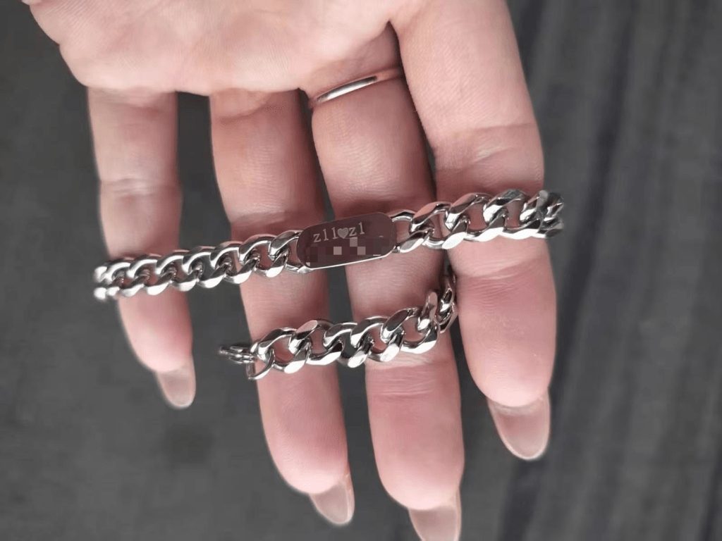 Steel-color and gold-color custom 316 stainless steel bracelet samples
